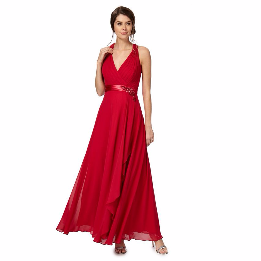 No. 1 Jenny Packham - Dark pink 'Lily' waterfall evening dress